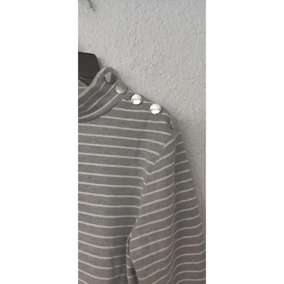 Broom Street Kate Spade Striped Long Sleeve Dress High Neck Gray Peplum Size S - Picture 5 of 7
